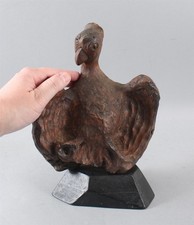 Antique American Folk Art Carved Root Wood Eagle Sculpture Black Painted Base