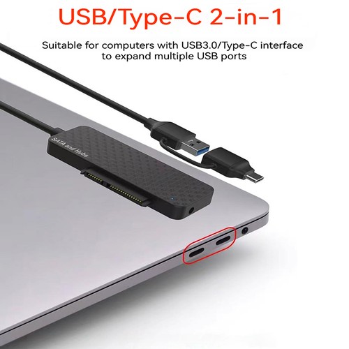 USB3.0 Type-C to SATA22Pin Hard Drive Cable PC 2.5 inch HDD Easy Drive Cable New - Afbeelding 17 van 26