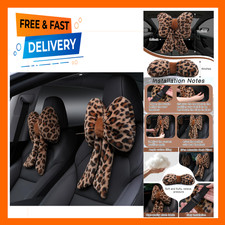 Car Neck Pillow Plush Leopard Style Support Cushion Cute Bow Design For Driving Car Neck Pillow Plush Leopard Style Support Cushion Cute Bow Design For Driving