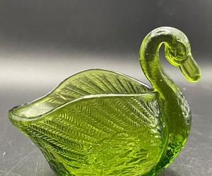 Green Glass Swan | eBay