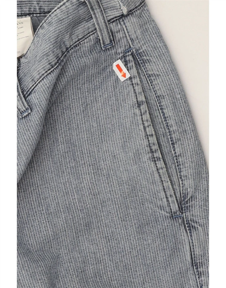 ARMANI Mens Casual Shorts EU 44 XS W28  Blue Pinstripe Cotton AU01 - Image 4 of 4