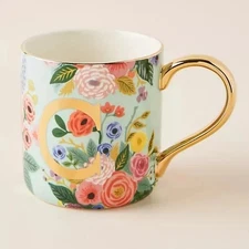 Rifle Paper Co. For Anthropologie Garden Party Mug Floral Monogram Letter C