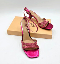 Jewel Badgley Mischka Hayzel Metallic Pink Fabric Heels Size 8 Women
