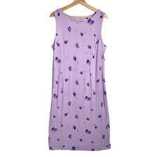 Vintage New Look Dress Size UK 16* Purple Sleeveless Shift Rose Floral Print Y2K