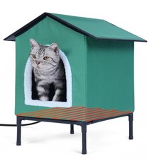 Elevated Heated Cat House for Outdoor Cat in Winter,Winter Heated Shelter for...