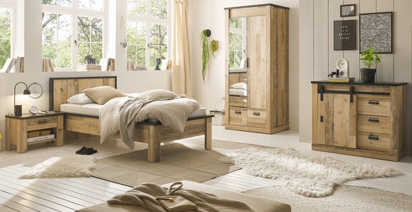 Schlafzimmer Set 4-Teilig Used Wood Hell Und Anthrazit SchlafzimmermöBel Stove-image