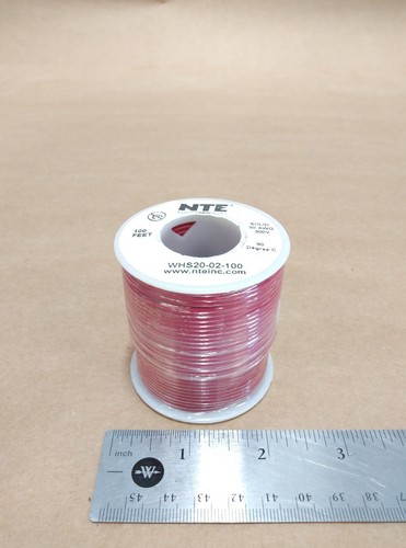 ( 100 FT Spool ) NTE WHS20-02-100 ( 20 AWG ) Solid Hook Up Wire 300V ( Red ) - Picture 4 of 4