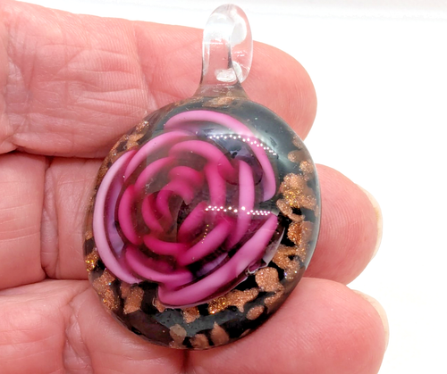 Handmade Sculpted Round Pendant Molded Glass Artisanal Jewelry Finding Limited - Picture 3 of 10