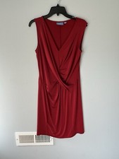 Simply Vera Wang Dress Womens M Red Cross Draped Knee Length