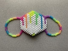 Glow in the Dark Rainbow Drip White Kandi Surgical Mask