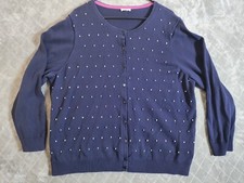 Talbots Cardigan Sweater Embroidered Polka Dot 3/4 Sleeves Women's 3X Blue