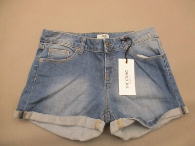 NWT The Sting Size XS Women Blue Cotton Blend Roll Up Boyfriend Denim Shorts 122