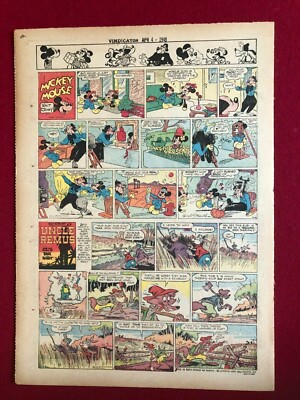 美品80’s SUNDAY COMICS “Disney Mickey” 刺繍 1948, Walt Disney, 