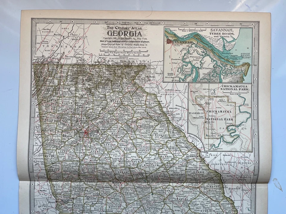 Antique Map of Georgia United States Century Atlas 1907 - Image 2 of 4