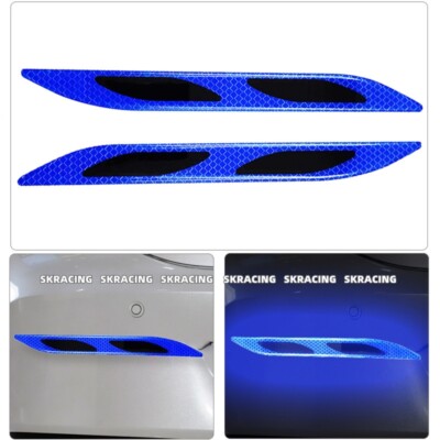 2x Blue Reflective Safety Warning Strip Tape Car Bumper Reflector ...