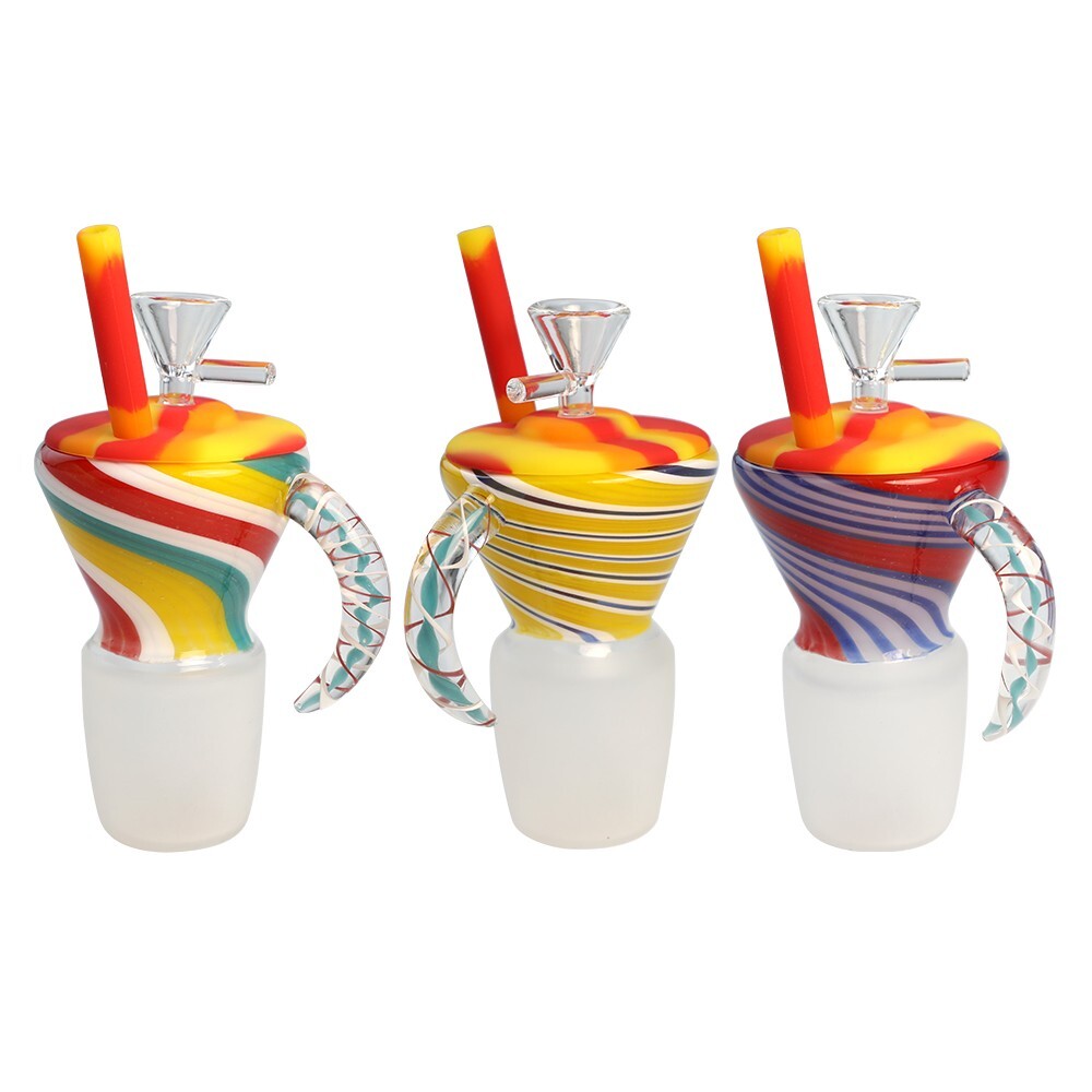 New Cheap Colorful Cup Glass Bong Smoking Water Pipe Hookah 14mm Bowl Bubbler