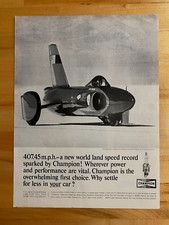 1964 Vintage Print Ad Champion Spark Plugs Land Speed Record 10-1/2"x14"