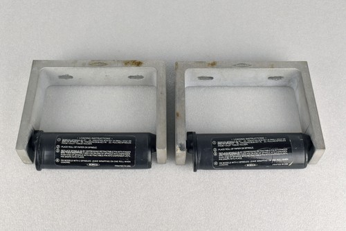 Pair of Bobrick Toilet Paper Roll Holder Dispenser Fixtures w/ Locking Spindles