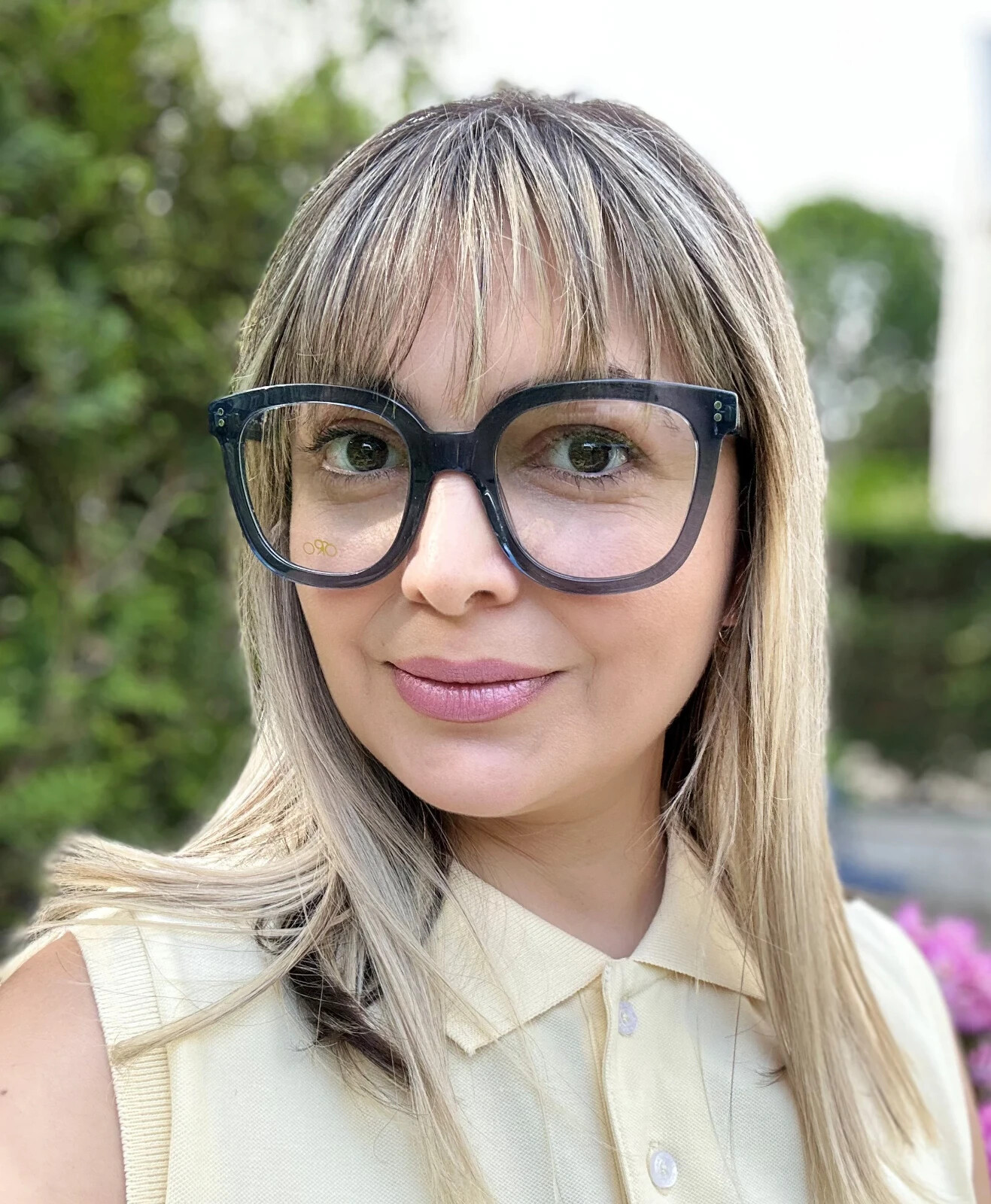 Lunettes de vue carrées ORO style urbain bleu transparent pour femme