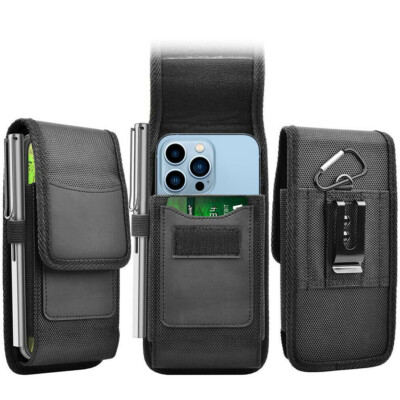 For Consumer Cellular ZMAX 5G Case Rugged Nylon Belt Clip Holster Carrying Pouch