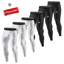 6 Pack Men's Workout Leggings Compression Base Layer Gym Sports Running Pants