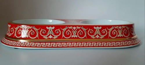 Versace Oro Medusa Perro Mascota Cuenco Rosenthal NUEVO - Imagen 2 de 7