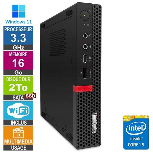 Unité Centrale Lenovo M720q i5-8400T 3.30GHz 16Go/240Go SSD Wifi W11