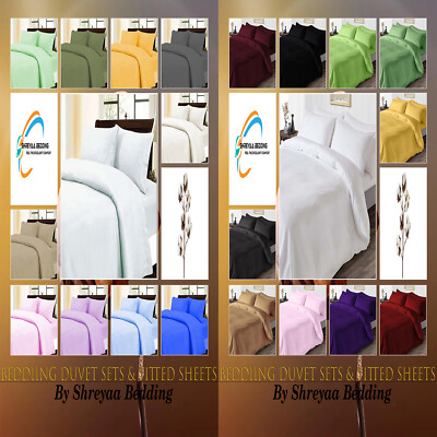 1000TC Ideal Egyptian Cotton Duvet Set+Fitted Sheet Olympic Queen 5 PC All Color