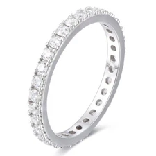 2.8mm 925 Sterling Silver Eternity Wedding Band CZ Engagement Ring 2.5-15 S10680