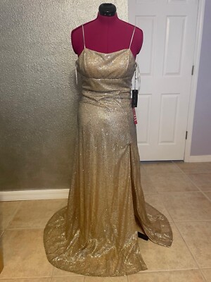 city triangles glitter dress Size 5 Women’s Gold Sparkling Long Cocktail Ball pcat-499