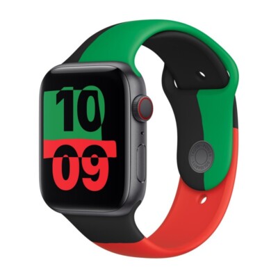 Original Apple Watch Sport Armband S/M+M/L 44/45/46/49mm MJ4W3ZM/A Black Unity