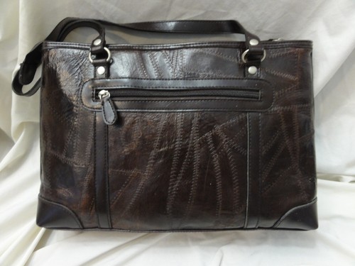 Bolso de hombro/cartera de cuero marrón envejecido con cremallera MC - Imagen 7 de 24