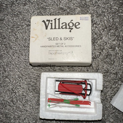 Dept 56 Snow Village Sled and Skis #5233-7 With Box Christmas