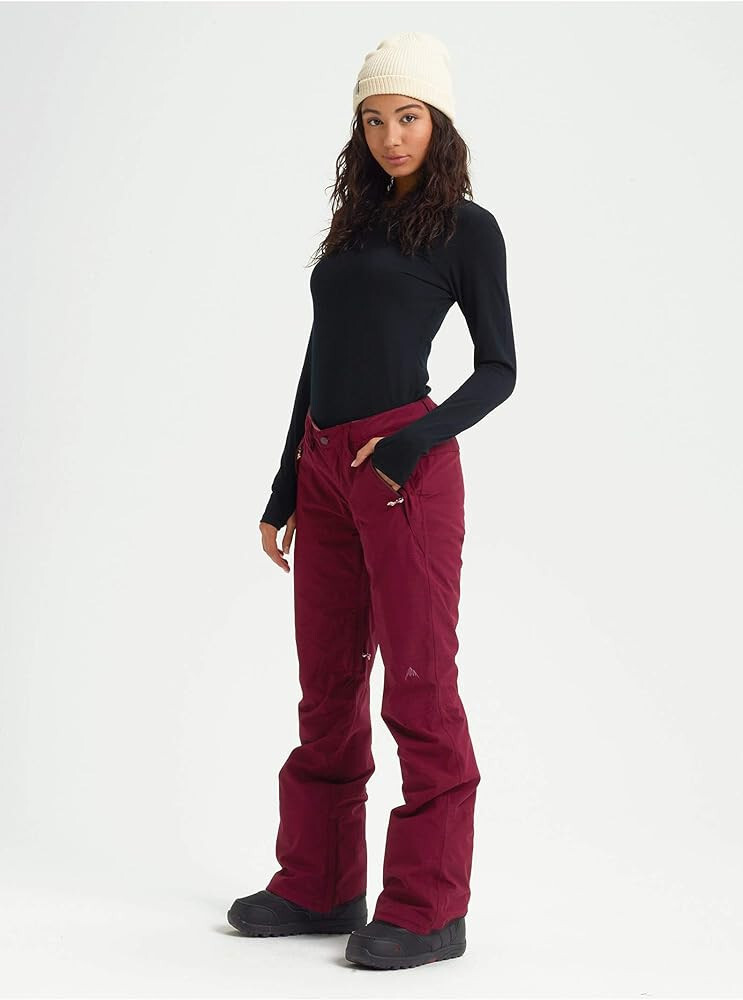 160 BURTON Society Snowboard Pant Womens L Maroon Dryride Waterproof