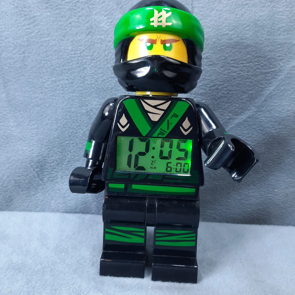 Lego Green Ninja Black Ninjago Alarm Clock Digital Display Minifigure Battery