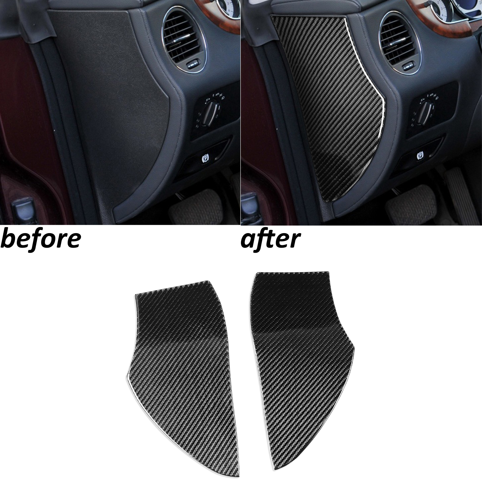 Real Carbon Fiber Dashboard Side Panel Cover Trim for Mercedes Benz GLS C219 2004-2009