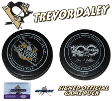 TREVOR DALEY Signed PITTSBURGH PENGUINS 2017 CUP GAME PUCK - w/COA