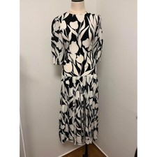 RIXO LONDON SHEREE BLACK FLORAL MONO PLEAT DRESS