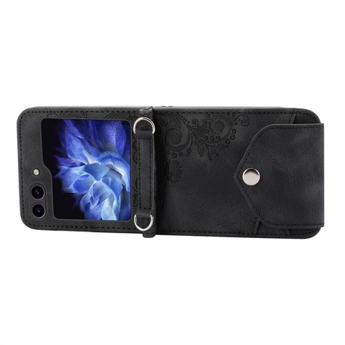 Pour Samsung Galaxy Z Flip 6 5 4 3 Etui Portefeuille Porte Carte Magnétique à Rabat en Cuir avec Sangle - Photo 30 sur 41