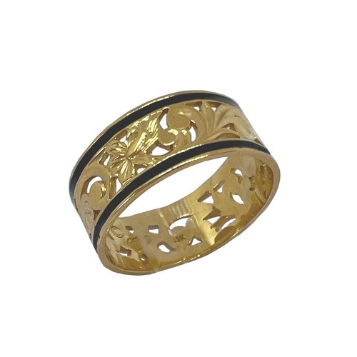 Hawaiian Jewelry Solid 14k Yellow Gold Cut Out Hibiscus Flower Scroll Flat Ring - Picture 3 of 4