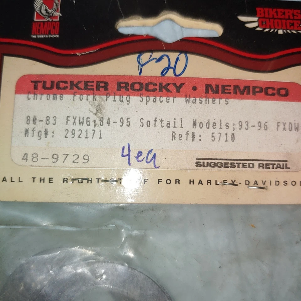 Harley Bikers Choice - 292171 - Rocky 48-9729 4ea horquilla enchufe espaciador arandelas F20 Foto 2 de 3