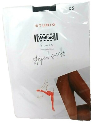 WOLFORD Austria Shark Grey/Black STRIPED SNAKE 60 DEN Tights XS