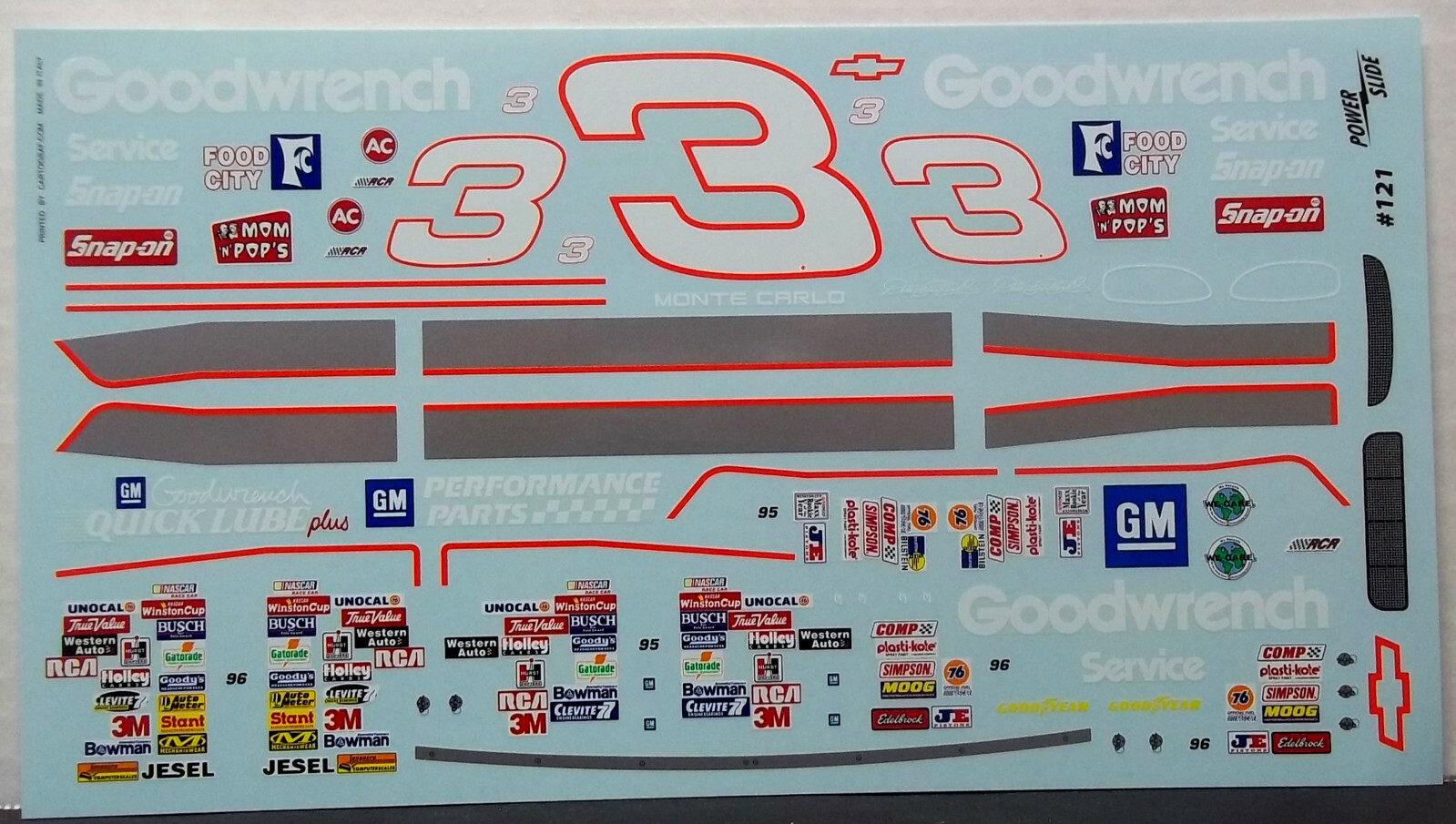 NASCAR DECAL # 3 GOODWRENCH 1995-1996 CHEVROLET MONTE CARLO