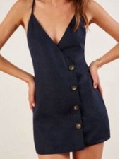 Reformation Blue Dress 100% Linen size small