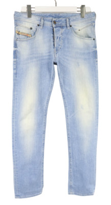 Diesel Belther Regular Slim-Tapered Jeans Herren W30/L32 Blau Neu Schnurrhaare