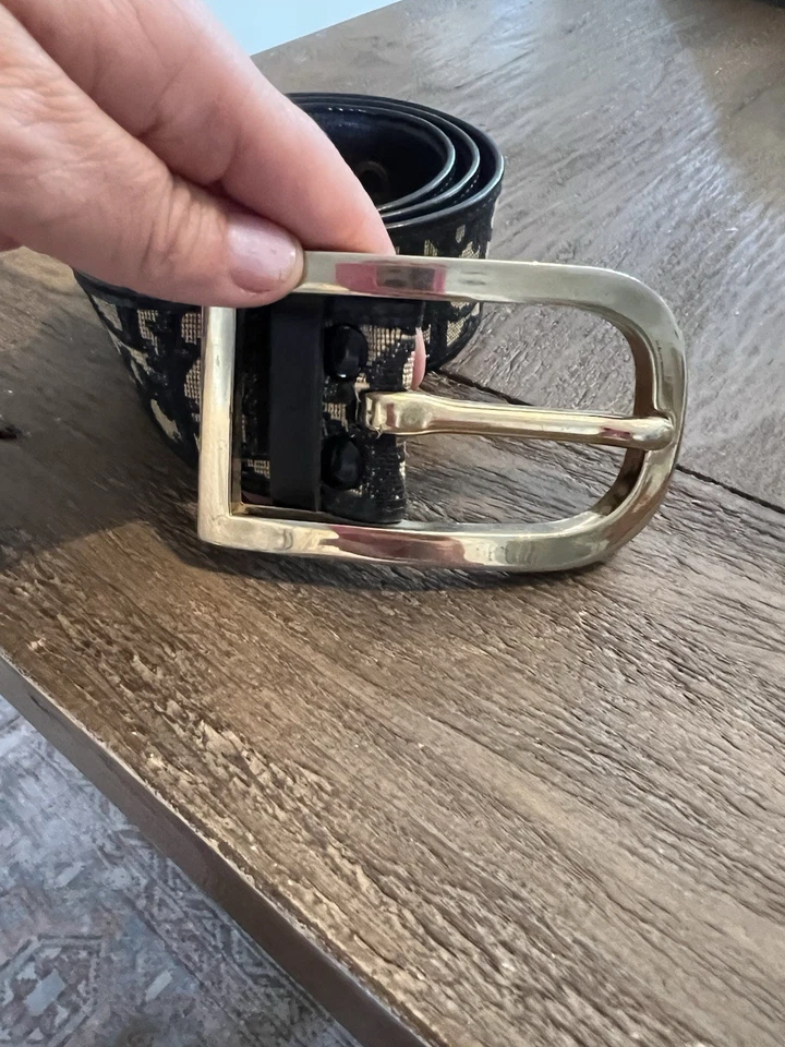 Christian Dior Trotter Pattern Belt Navy Vintage Total Length 76cm Authentic - Image 3 of 4