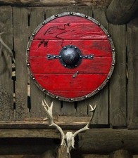 Medieval Wooden Viking 22" Round Shield Heavy Metal Fitted Ready For Battle
