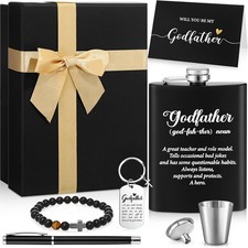 "8 Pcs Godfather Proposal Gift Will You Be My Godfather Gift Set Includes Flask