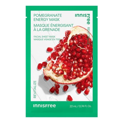 innisfree Pomegranate Energy Mask, Korean Sheet Mask with Hydrating Serum for So