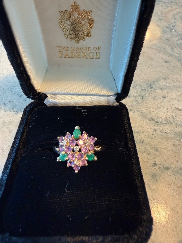 Violets In The Snow 14 k gold Ring - Vintage - By the House of Fabrege